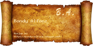 Bondy Alfonz névjegykártya